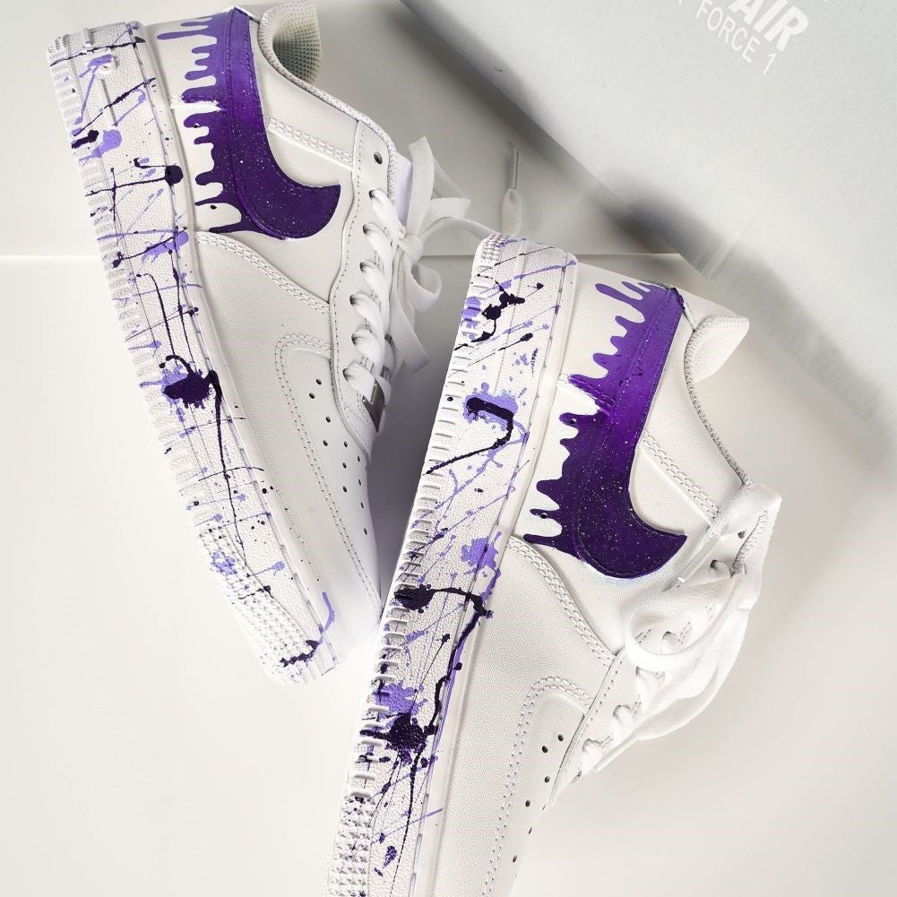 Purple Dripping Splash Custom Sneakers Air Force 1