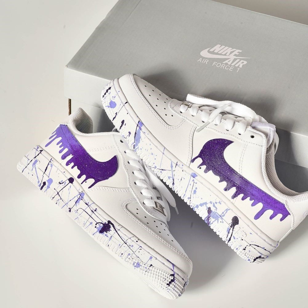 Purple Dripping Splash Custom Sneakers Air Force 1