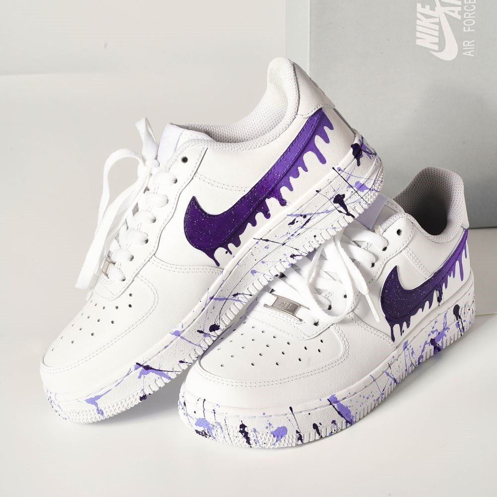 Purple Dripping Splash Custom Sneakers Air Force 1