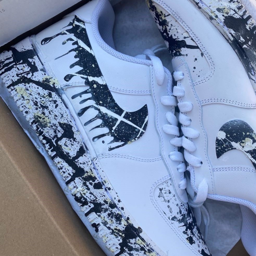 Black Splatter Drip Custom Sneakers Air Force 1