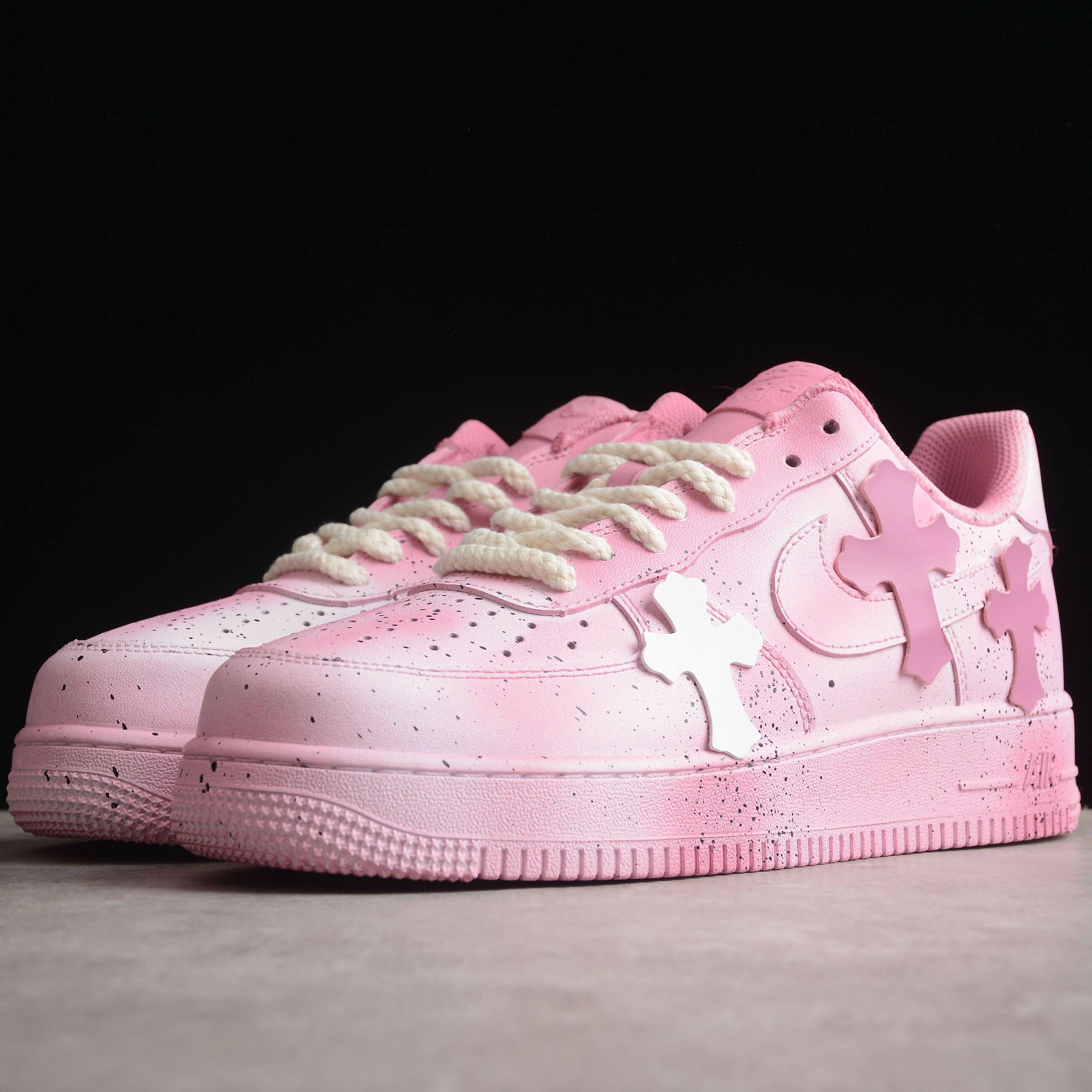 BLUE/PINK CHROME HEARTS Custom Sneakers Air Force 1