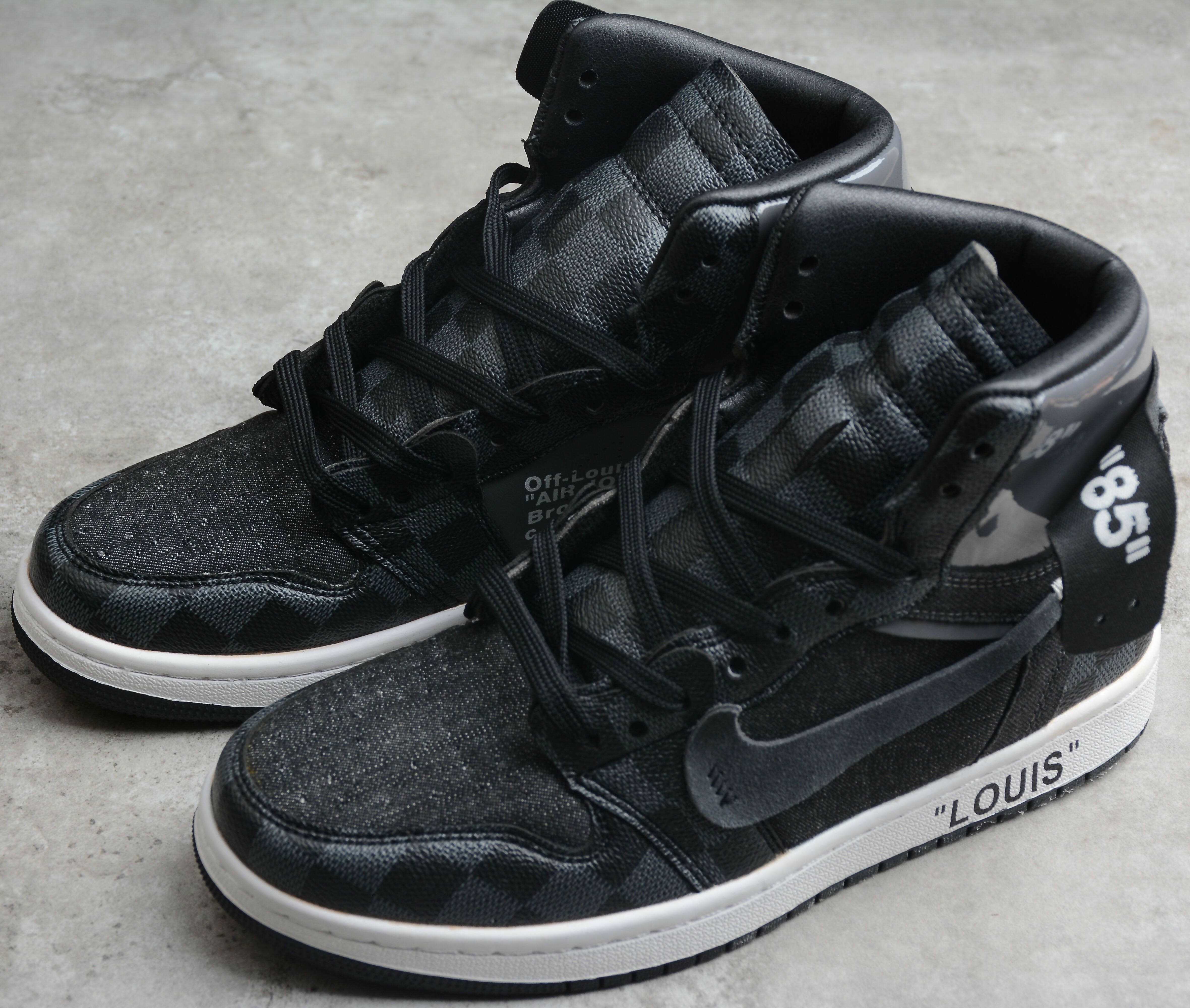 BLACK OFF-LOUIS LV Custom Sneakers Air Jordan 1