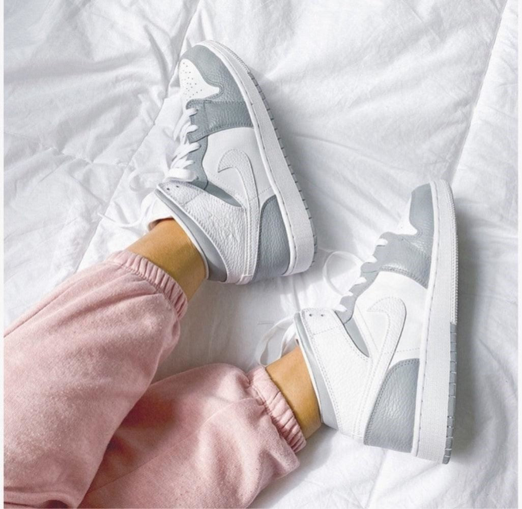 Grey White Custom Sneakers Air Jordan 1