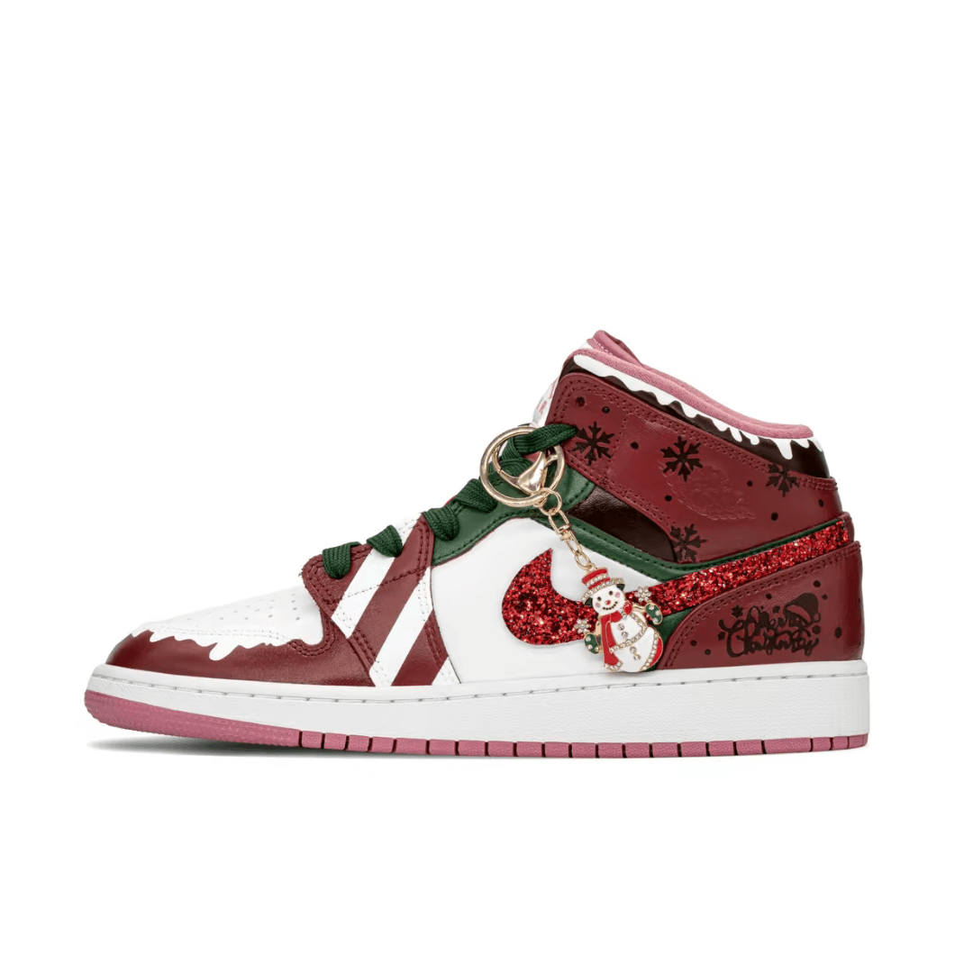 Christmas Gift Xmas Custom Air Jordan 1 Dark Red