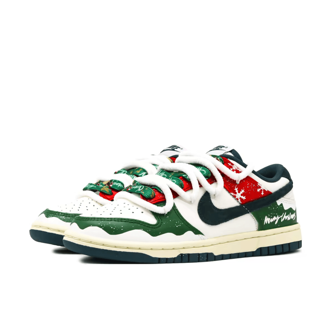 Christmas Gift Xmas Custom Dunk Green Red Snowflakes