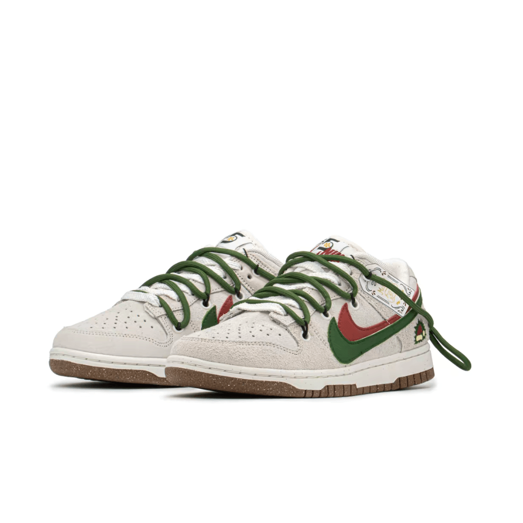 Christmas Gift Xmas Custom Dunk Red Green Double Swoosh