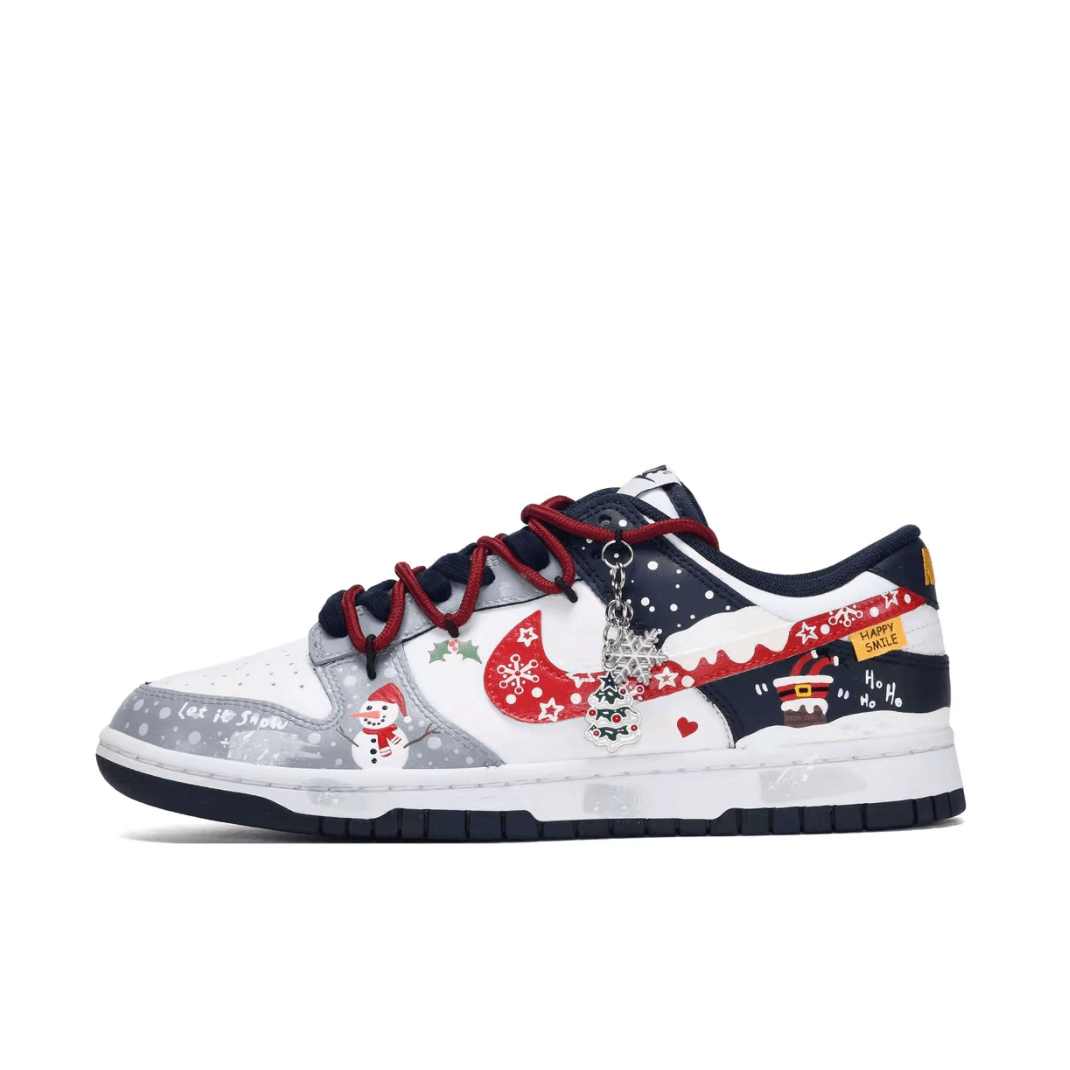 Christmas Gift Xmas Custom Dunk Blue Gray Red Snowman Snowflake Print