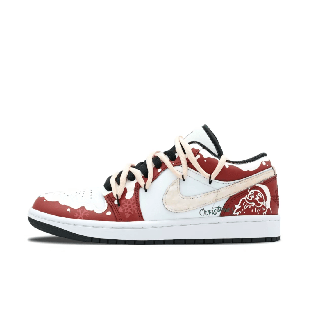 Christmas Gift Xmas Custom Air Jordan 1 Red White Snowflake