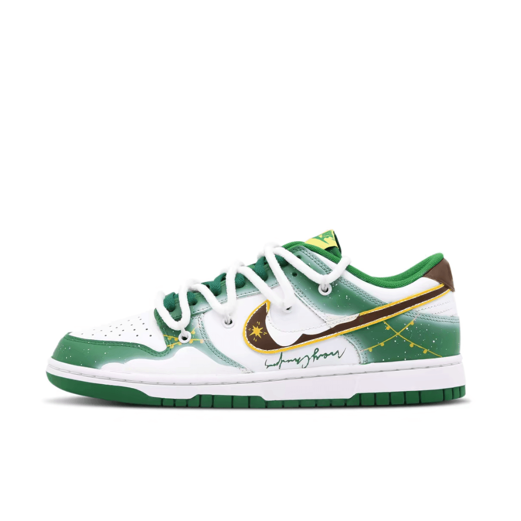 Christmas Gift Xmas Custom Dunk Green White Snowdrifts