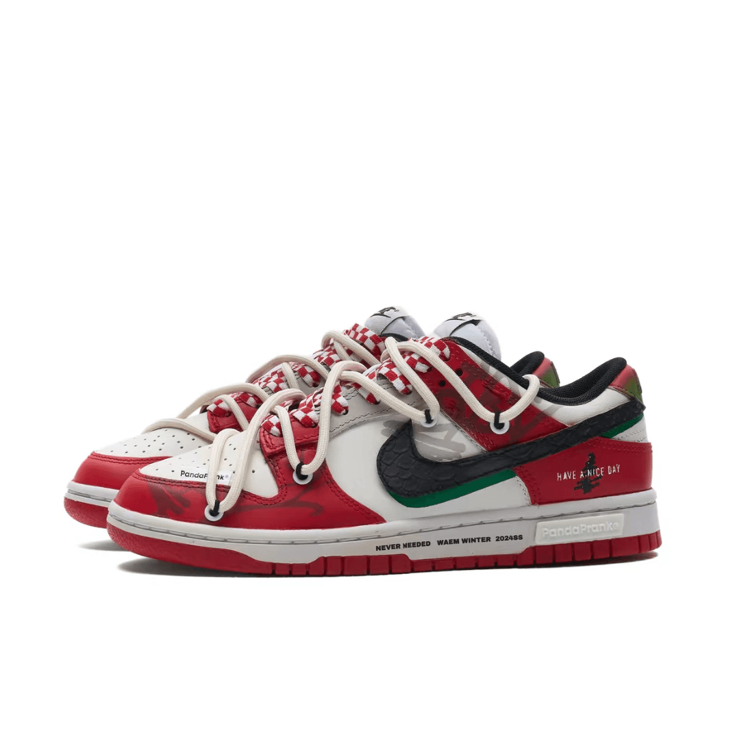 Christmas Gift Xmas Custom Dunk Red White Green Black Swoosh