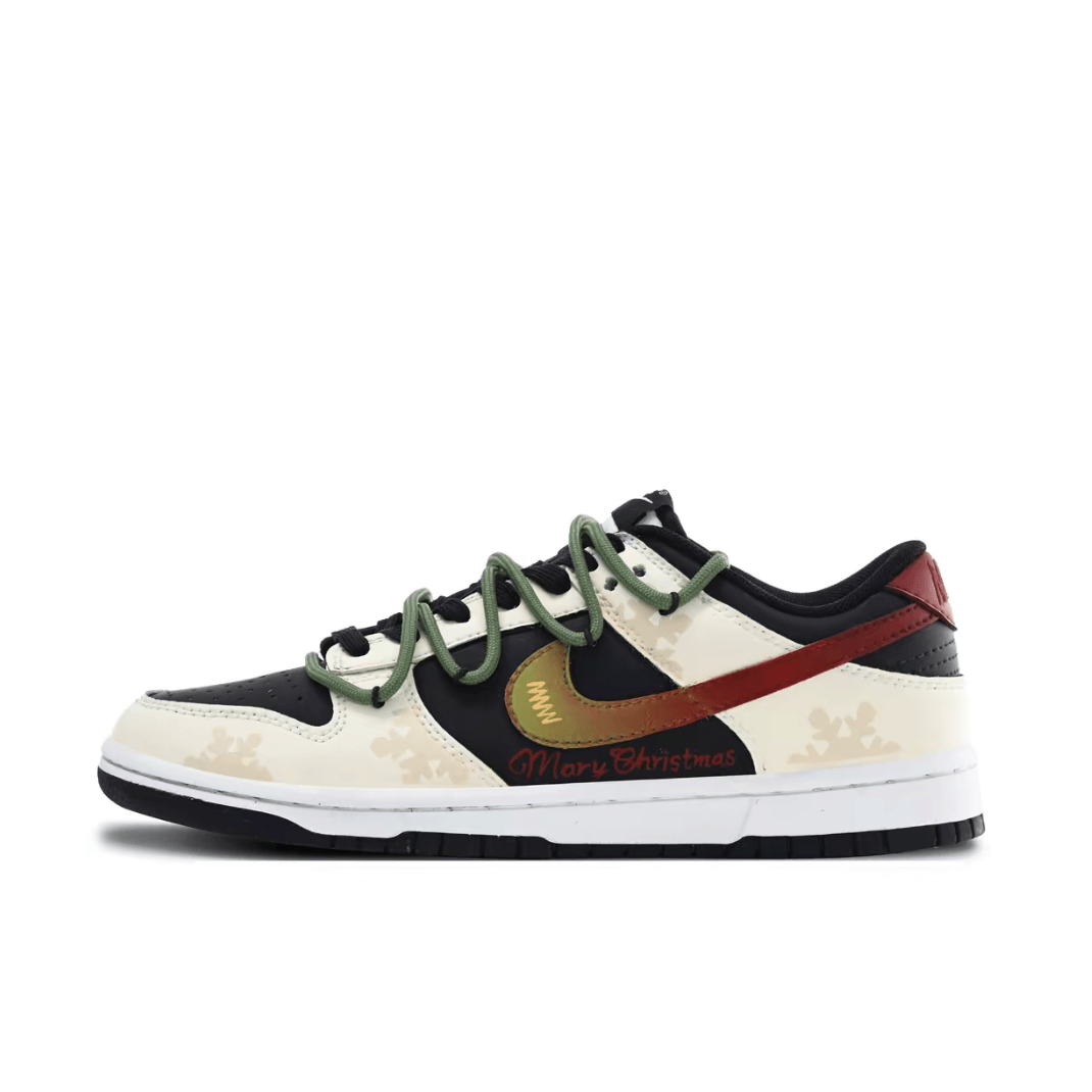 Christmas Gift Xmas Custom Dunk Apricot Black Green-red Gradient Swoosh