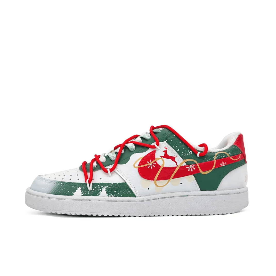 Christmas Gift Xmas Custom Air Force 1 Green Red Elk Snowflake Christmas Tree Print